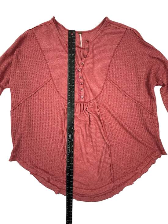 Free People Leo Oversized Waffle Knit Henley Thermal Top Rose Pink S - Picture 2 of 6
